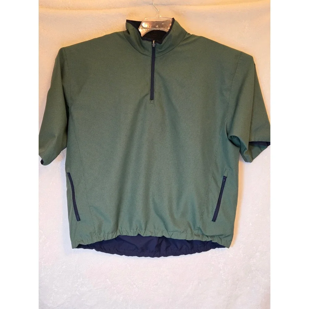 Men's Reversible Short Sleeve Golf Pullover Jacket‎ Blue Green Sz L